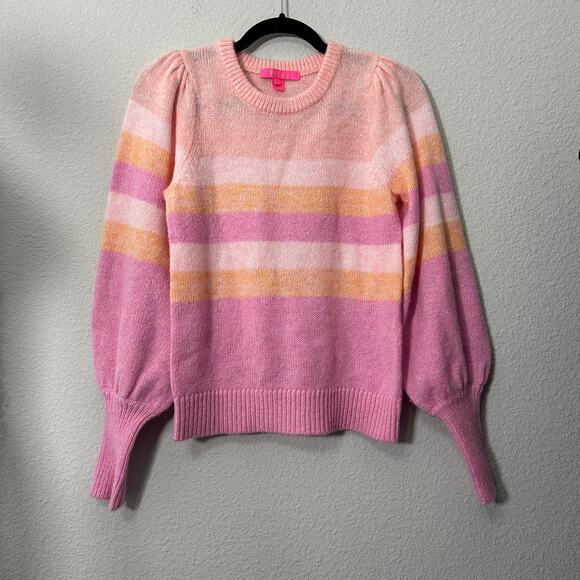 Lilly Pulitzer Ritza Striped Sweater In Lilac Wool Blend Barbiecore Coquette XS - Picture 3 of 13